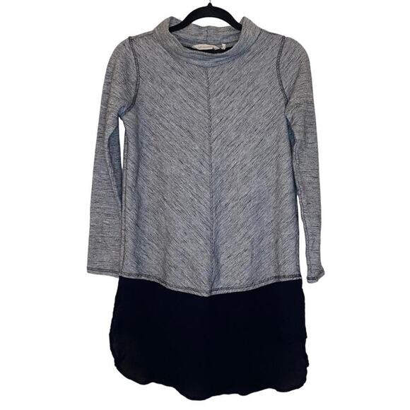 Soft Surroundings York Pullover Knit Layered Mock Neck Gray Black Tunic Sweater - Picture 2 of 5